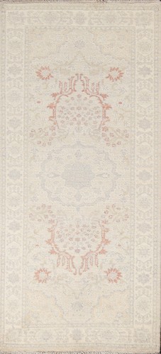 Ivory Chobi-Peshawar Oriental Runner Rug 3x7 Vegetable Dye Wool Handmade Carpet