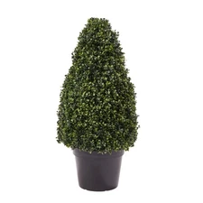 Artificial Boxwood Topiary – 36-Inch Tower-Style Faux Plant in Sturdy Pot – R...