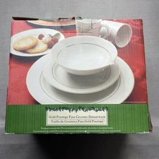 Gibson Everyday Gold Prestige Fine Ceramic Dinnerware 16 Piece