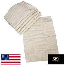 OsoCozy Unbleached Cotton Prefold Cloth Diapers 14.5x22" for 15-30 lbs Durable L