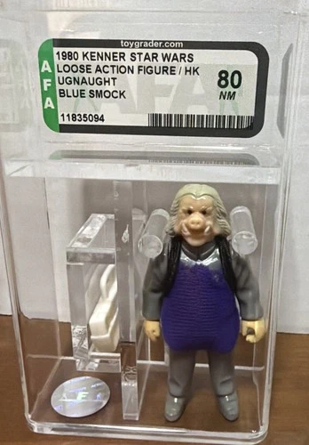 Vintage 1980 Star Wars Kenner AFA 80 Ugnaught Loose Nm Blue Smock Nice Case *149