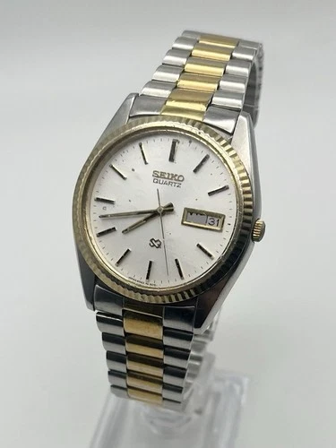 Seiko Quartz SQ 6923-8089 Two Tone Day Date 36mm Sunburst Dial Vintage Repair