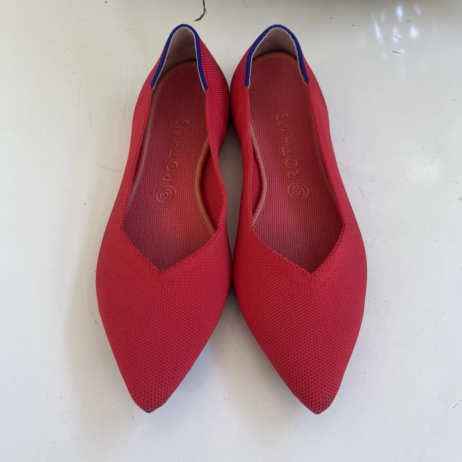 Rothy's The Point II Flats WMN 10.5 NEW Knit Lollipop Red Rubber Sole