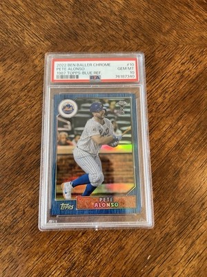 2022 Topps Ben Baller Pete Alonso 1987 Blue Refractor #’d /75 PSA 10 Gem Mint