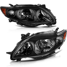 Headlight Assembly for Toyota Corolla 2009 2010 Black Housing Amber Reflector...