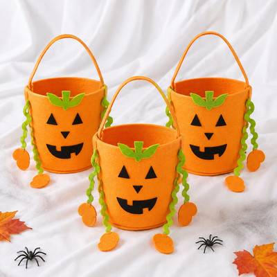 3er Set Halloween Kürbistasche 30 cm Süßigkeiten Tasche Trick or Treat