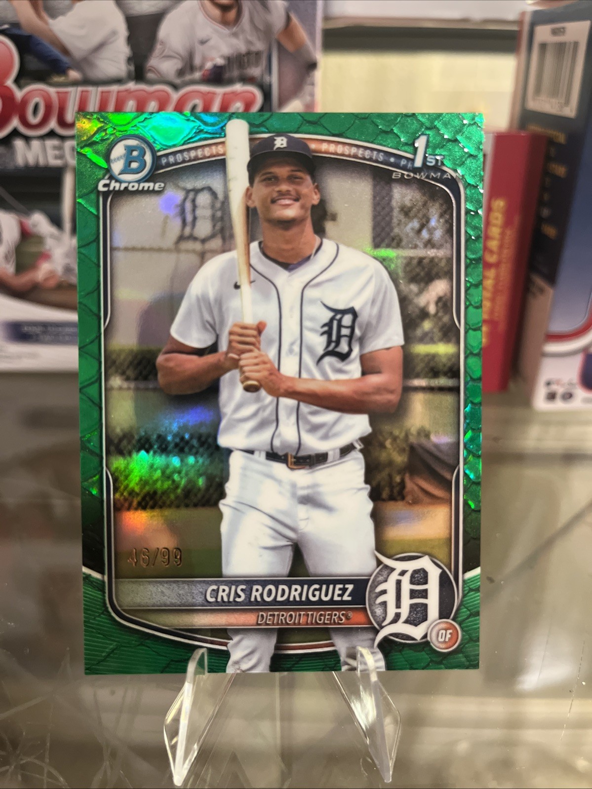 2025 Bowman Chrome Cris Rodriguez 1st Bowman Green Reptilian Refractor /99