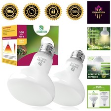 100W Fluorescent Reptile Heat Lamp Bulbs - Perfect for Bearded Dragons More