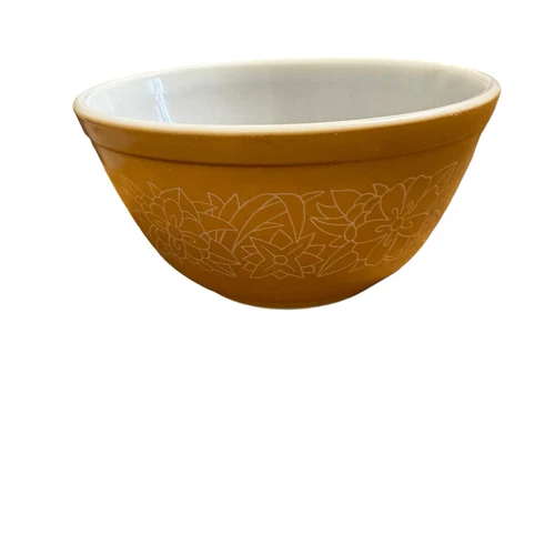 Vintage Pyrex 'Woodland' Mixing Bowl-- #402 1.5 quarts -Brown Tan Beige a20