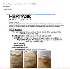 1976 AUTOGRAPHED CINCINNATI REDS BASEBALL Tony Perez, Joe Morgan,Dave Concepcion