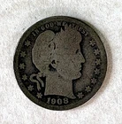 1908 Denver Mint Barber Quarter - 90% Silver - FREE INSURED SHIPPING!
