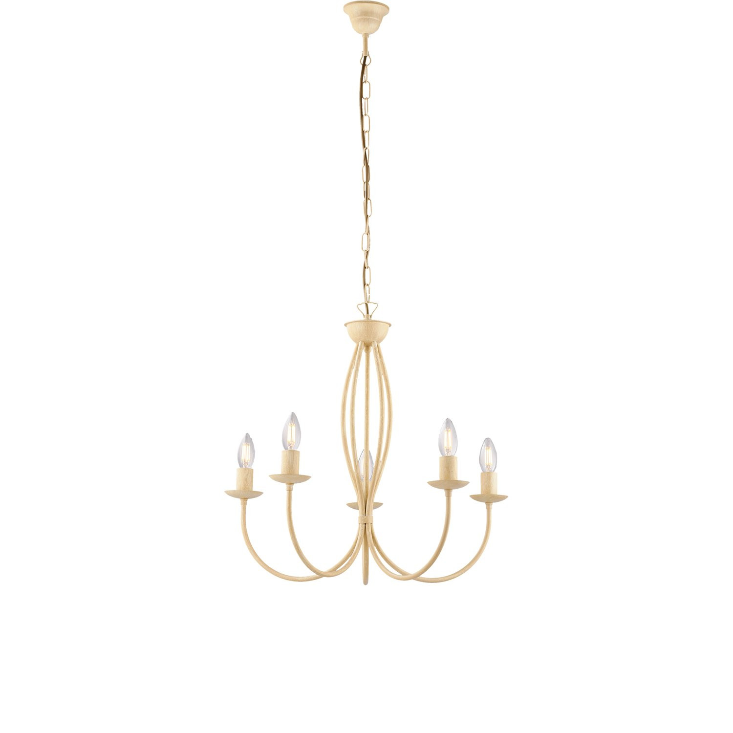 Lampadario Rustico Botte 5 Luci Ferro Battuto Avorio Decapè Shabby