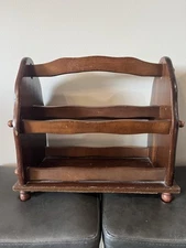 Vtg Walmart Rustics Wood Magazine Rack Holder Books Wooden Cottagecore Country