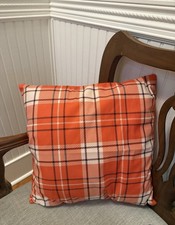 Set of 2 Fall Plaid Orange Throw Pillow Covers 18x18 Inch Autumn Decor New