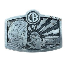 CB MENS BELT BUCKLE Made in USA Citizens Band Radio Trucker Vintage 70s