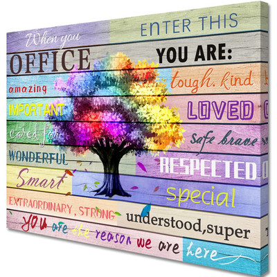 Wowgoomo Inspirational Wall Art Office Motto Decor Quotes Colorful Tree Signs