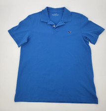 Vineyard Vines Polo Shirt Mens Large Blue Performance Stretch Cotton Whale Logo