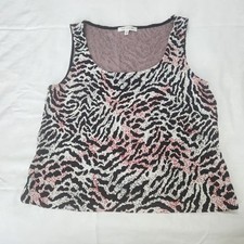 St John Tank Top Sweater 10 Animal Print Sleeveless Knit Made in USA