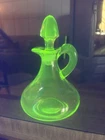 Vintage Anchor Hocking Uranium Glass Cruet 1930’s  Vaseline UV Glow, Buy It Now