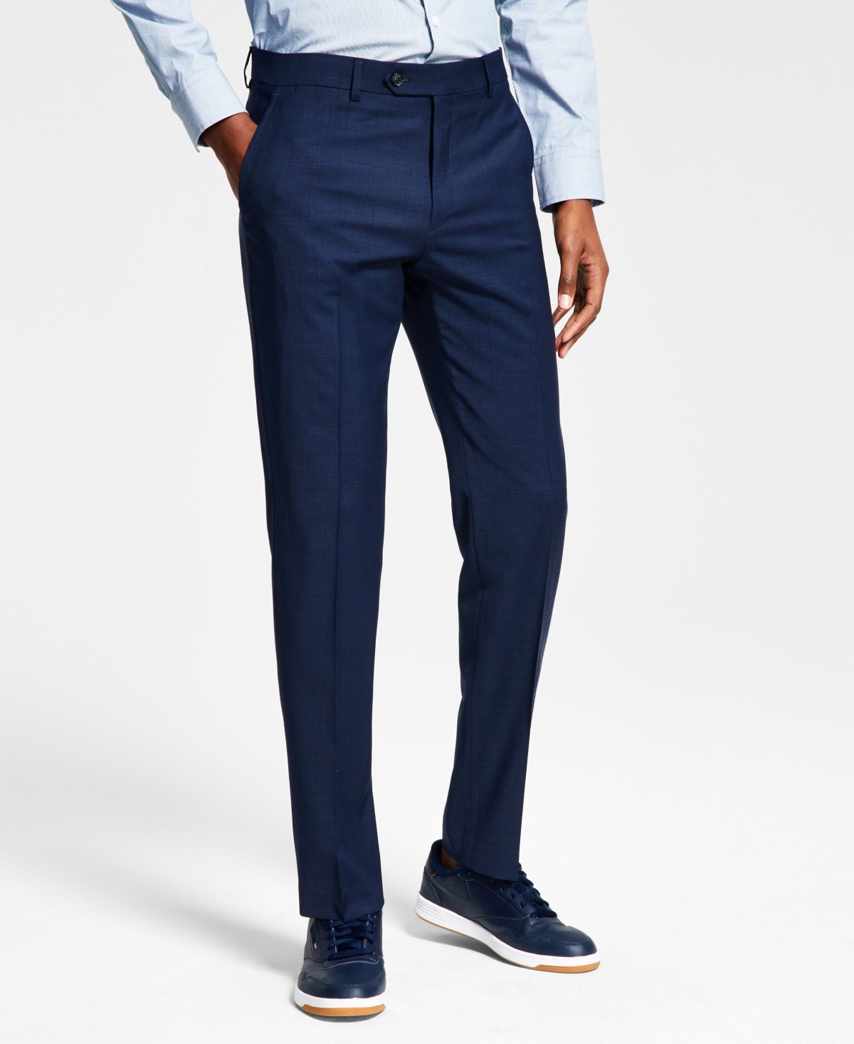 Tommy Hilfiger Mens Modern fit Dress Pants 40 30 Navy Blue Solid Stretch 11790₽