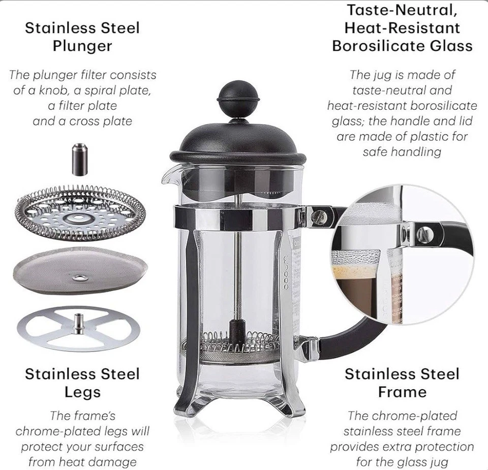 Bodum Brazil French Press Coffee Maker Cafetiere 8 Cup 1.0L 34oz - Image 2 of 4