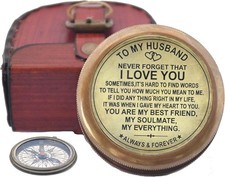 Engraved Compass, to My Husband I Love You, Brass Compass Engraved Gifts for ...