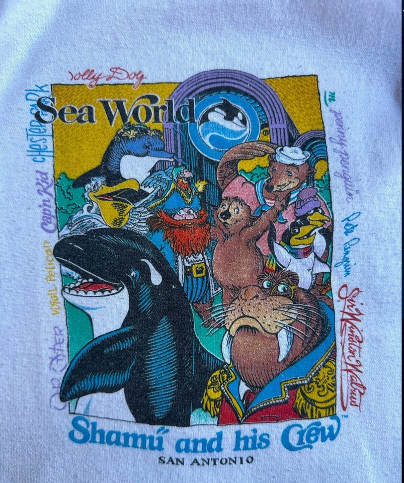 Camiseta Vintage Sea World Shamu And His Crew Whale Talla 2T Foto 2 de 4