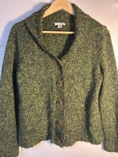 Christopher  Banks Green Textured Cardigan Sweater M Button Front
