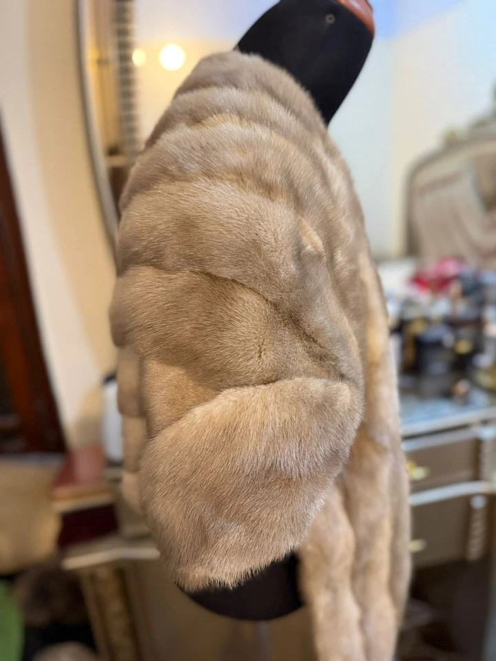 Vintage Real Mink Fur Stole Shawl Wrap – Beige / Champagne Color – Soft Luxury F - Image 3 of 4