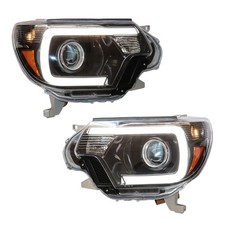 For Toyota Tacoma 2012-2015 LED Strip Bar Projector Headlights Lamps Left+Right