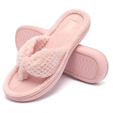 Women's Cozy Memory Foam Spa Thong Flip Flops House Indoor Slippers 7-8 1.pink