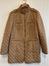 Charter Club Jacket Quilted Gold Pockets Zip Up Women Size Small