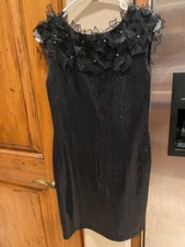 Stunning St John Coture Marie Grey evening black bead rhinestone Dress Sz 2 SALE