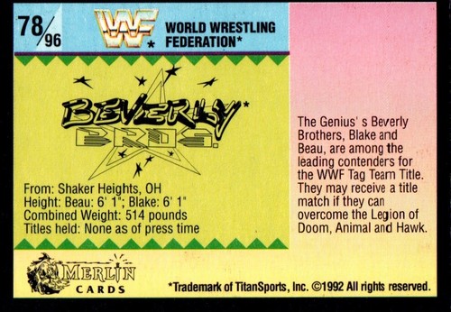 WWF WWE Merlin 1992 Part 1 (Black) Wrestling Trading Cards (summerSlam) Pick One - Picture 153 of 189