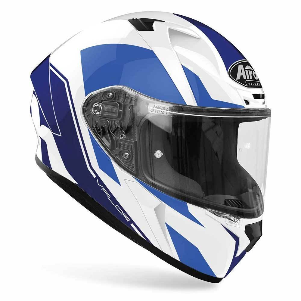 AIROH VALOR WINGS GLOSS WHITE BLUE MOTORCYCLE MOTORBIKE FULL FACE