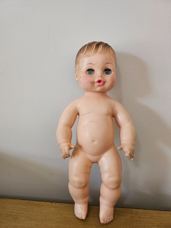 Horsman Girl Baby Doll 13" Molded Hair Blue Eyes Sleepy Eyes that Wets - Vintage