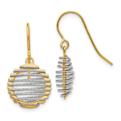 14k bicolor Gold Draht gewickelt Hänger Hirte Haken Ohrringe