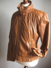 Aviatrix Real Leather Jacket Biker Racer Ladies 12 14 Mens 38 Soft Tan Brown