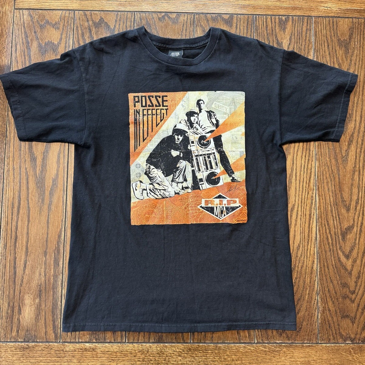 Obey Beastie Boys Posse In Effect RIP MCA Medium Black T Shirt Rap 