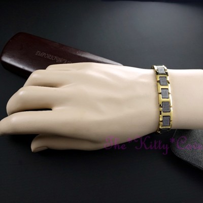 Bracelet Magnétique Tungstène Plaqué Or 24K TKC - Bio, Réglable, Pour Douleurs Articulaires