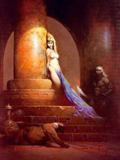 Sensual Egyptian Queen w/Leopard 8.5x11" Photo Print Frank Frazetta Fantasy Art