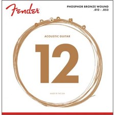 Fender Phosphor Bronze 12-53 Acoustic Guitar Strings, Light