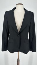 Black Tailored Blazer Jacket Womens Smart Work Single Button 19” Pit To Pit