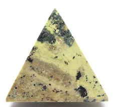 2.3" 190g Green Orange Yellow Serpentine w/ Pyrite Crystal Mineral Pyramid Peru