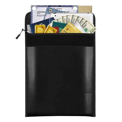 Fireproof Document Bags 2-Pack – 15x11 Inch & 11.4x8.3 Inch, Waterproof & Fireproof Folder, Silicone-Coated Fiberglass, Zipper Closure For Cash, Passports, Files