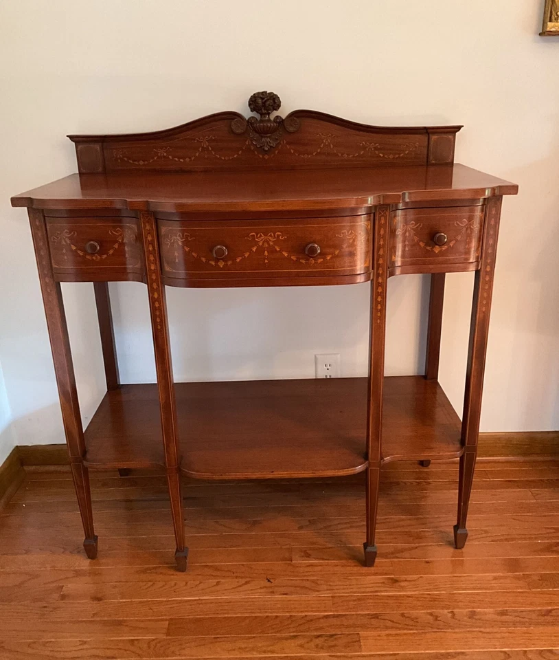 Antiguo servidor eduardiano americano con incrustaciones Foto 3 de 4