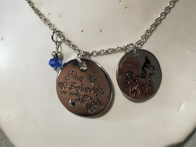 Meirenpeixi Jewelry ''She Believed She Could'' Unicorn Adjustable Chain Necklace