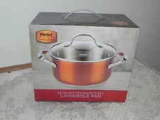 Parini 3.5 Quart Stainless steel Casserole Pan with Glass lid