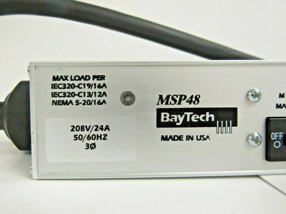 Unidad de distribución de energía Baytech MSP48 12 salidas 208 V PDU 74-1 Foto 3 de 4