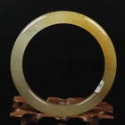 56mm Certified Grade A 100% Natural Yellow Brown Icy Jade Bangle Bracelet 03973